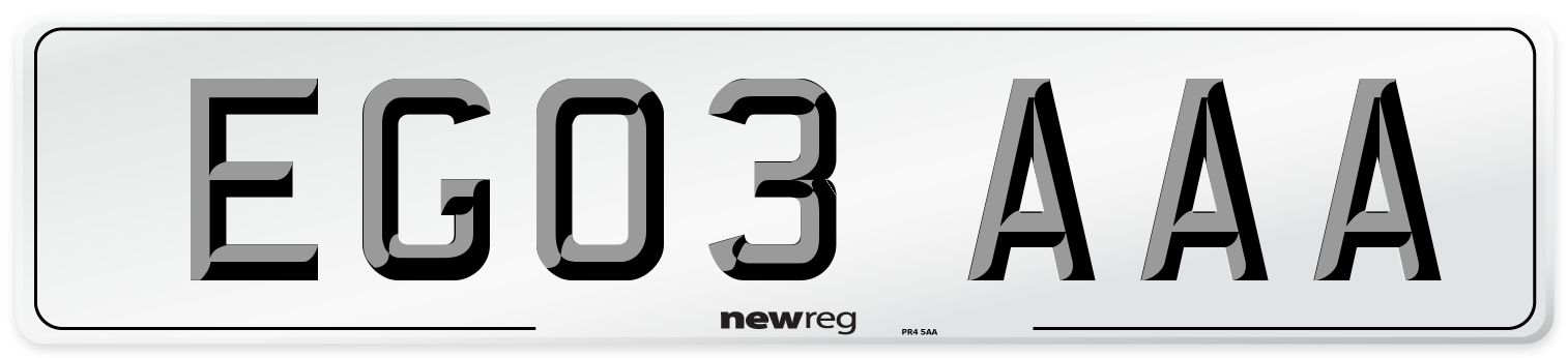 EG03 AAA Number Plate from New Reg